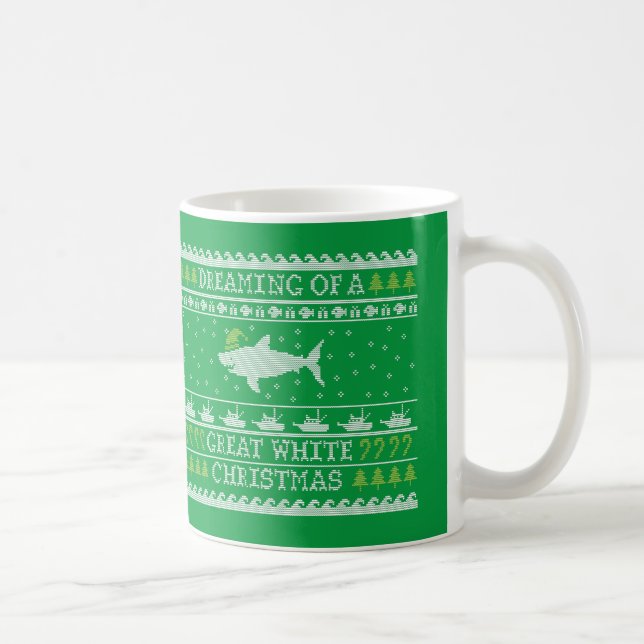 Caneca De Café Tubarão-doce feio - Excelente de Natal branco verd (Direita)