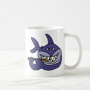 Caneca De Café Tubarão engraçado que joga desenhos animados da