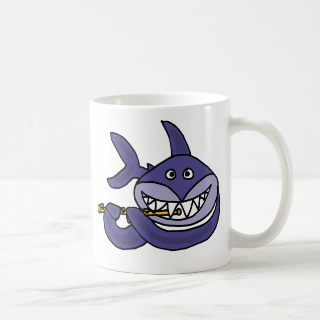 Caneca De Café Tubarão engraçado que joga desenhos animados da (Direita)