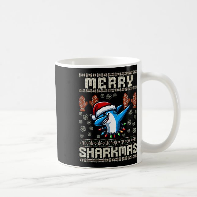 Caneca De Café Tubarão-feliz Sharkmas Christma Ugly Xmas Kids Sha (Direita)