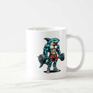 Caneca De Café Tubarão Legal Engraçado Levantamento de Peso Fisic
