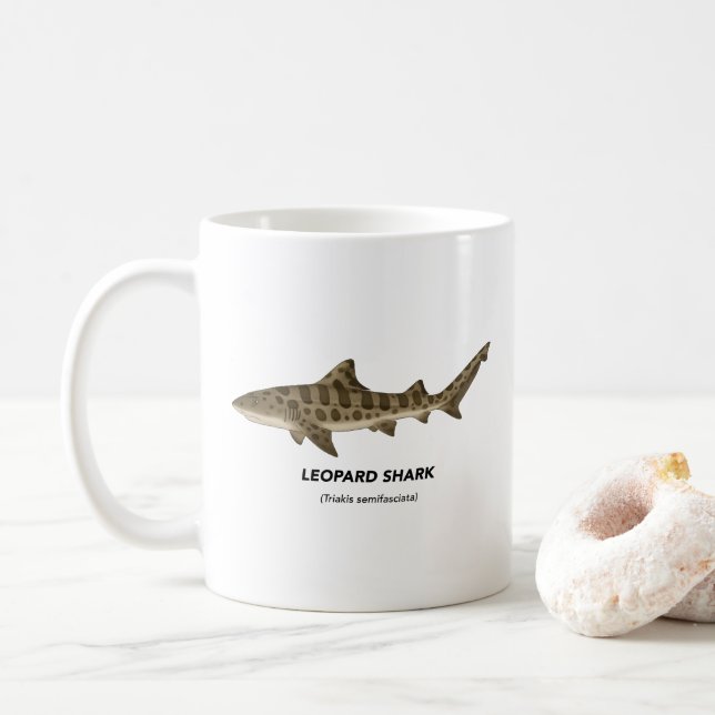 Caneca De Café Tubarão-leopardo - Animais Marinhos da Califórnia (Com Donut)