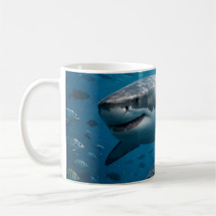 Caneca De Café Tubarão Majestoso no Azul Profundo