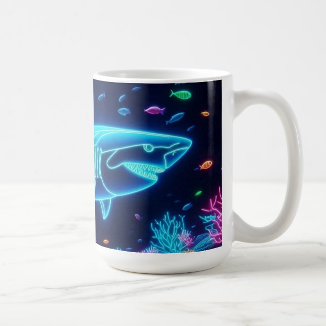 Caneca De Café Tubarão-neon colorido (Direita)