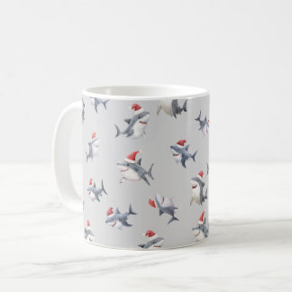 Caneca De Café Tubaraões de Natal Jogados em Cinza Claro