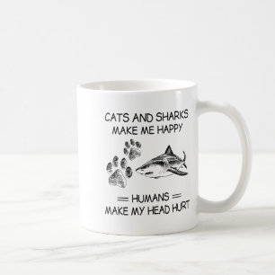 Caneca De Café Tubaroes Engraçados E Cães Me Fazem Feliz Humanos