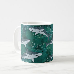 Caneca De Café Tubarões, fuzileiro naval, mar, peixe, predador,