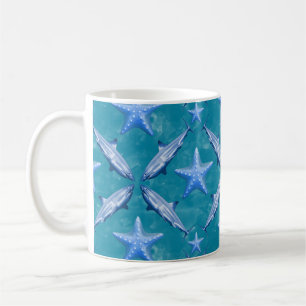 Caneca De Café Tubarões Starfish Oceano Pacífico da Vida Azul Cos