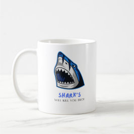 CANECA DE CAFÉ TUBARÕES VÃO TE MATAR MANO... CITAÇÃO ENGRAÇADA