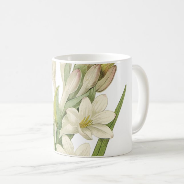 Caneca De Café tuberose (Tuberosa sp.) por Redouté (Frente Esquerda)