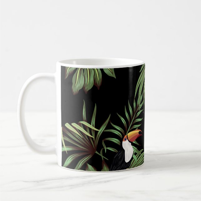 Caneca De Café Túcano de colheita tropical, palma de palma, maruc (Esquerda)