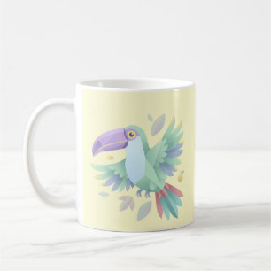 Caneca De Café Tucano Geométrico em Pastel – Voo Tropical Minimal