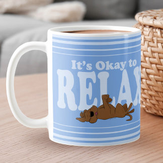 Caneca De Café Tudo Bem Relaxar Cachorro Fofo Autocuidado Azul