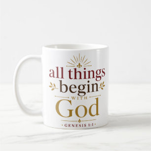 Caneca De Café Tudo Começa Com Deus Escritura Bíblica