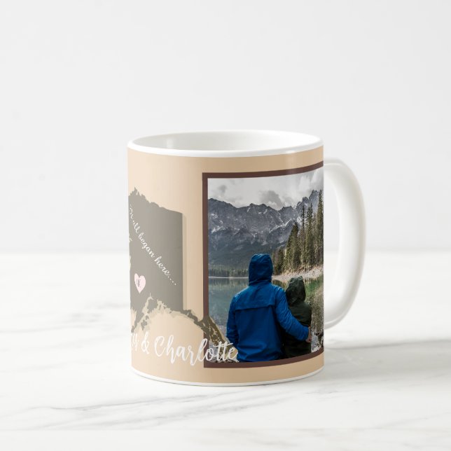 Caneca De Café Tudo Começou Aqui, Alaska, Foto Personalizada (Frente Esquerda)