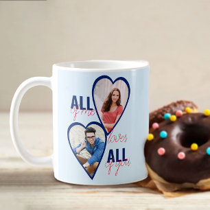 Caneca De Café Tudo de Mim Ama Tudo de Você 4 Fotos Coração Azul