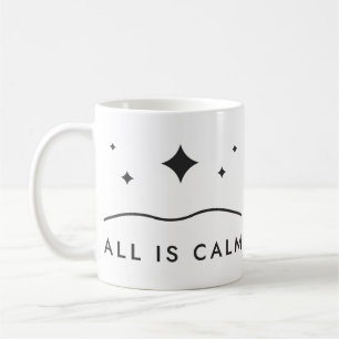 Caneca De Café Tudo Está Calmo Estrela de Natal Minimalista Canto