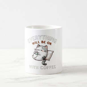 Caneca De Café Tudo Ficará Bem com o Gato Café