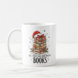 Caneca De Café Tudo o que eu quero para o Natal é ler livros
