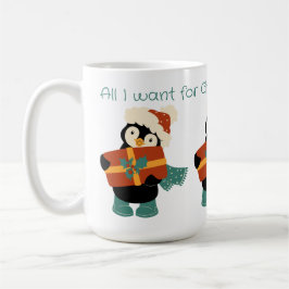 Caneca De Café Tudo o que quero é o pinguim de Natal.