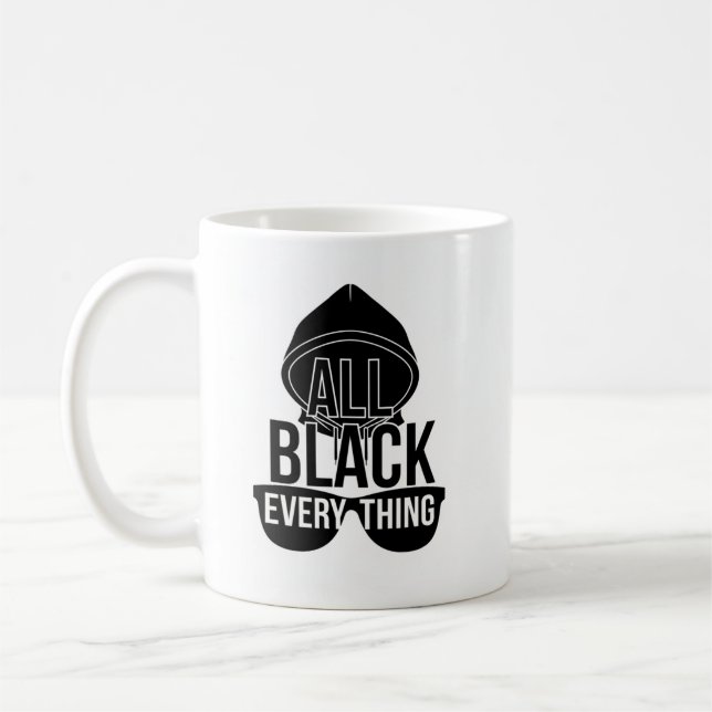 Caneca De Café Tudo Preto - Design Engraçado Minimalista (Esquerda)