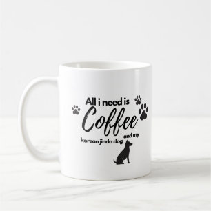 Caneca De Café Tudo que preciso é café e meu cachorro jindo cor