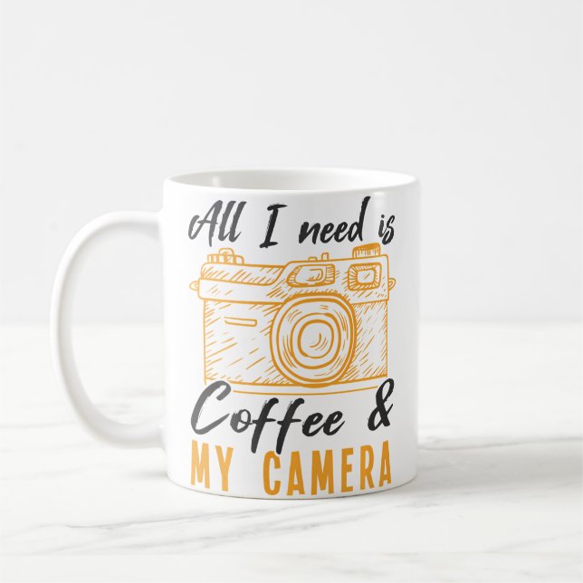 Caneca De Café Tudo Que Preciso É Café Minha Câmera Fotógrafo Fot (Esquerda)