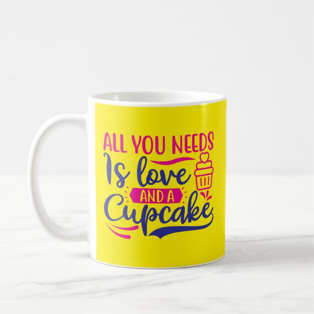Caneca De Café Tudo que você precisa é amor e Cupcake (Esquerda)