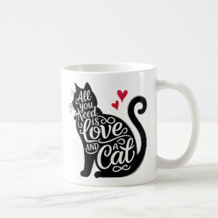 Caneca De Café Tudo que você precisa é amor e uma citação de gato