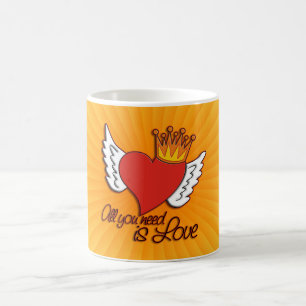 Caneca De Café Tudo Que Você Precisa É De Amor Brilho amarelo