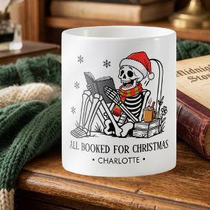 Caneca De Café Tudo Reservado Para O Natal Esqueleto De Leitura E