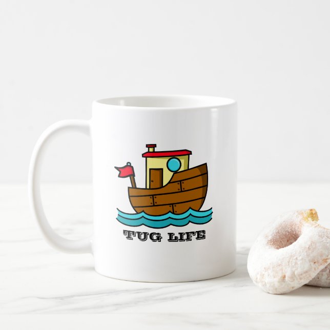 Caneca De Café Tugboat personalizado para animação Tug Life (Com Donut)