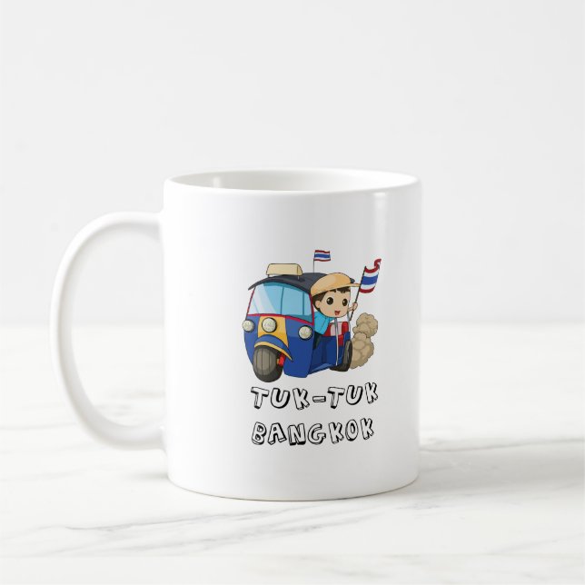 Caneca De Café Tuk Tuk Bangkok Tailândia texto suvenirgráfico (Esquerda)