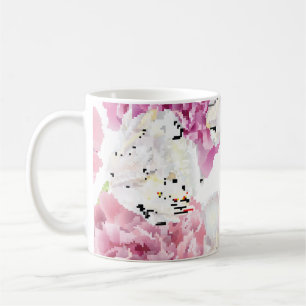 Caneca De Café Tulip Branca de Peony Rosa Vintage