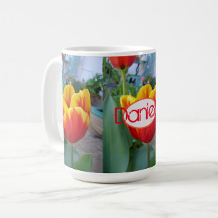 Caneca De Café Tulip Orange Red Womans Name Photo Art Mug