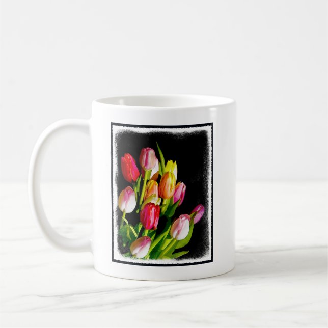 Caneca De Café Tulip Painting - Arte Flor Original (Esquerda)