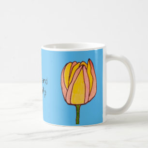 Caneca De Café Tulipa Amarela e Rosa