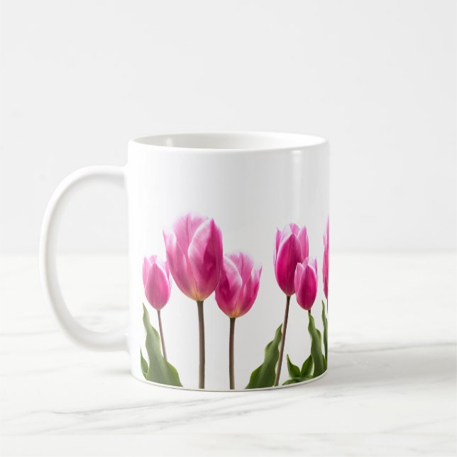 Caneca De Café Tulipa Flor de Tulipa Rosa Estilo Primavera / Pásc (Esquerda)