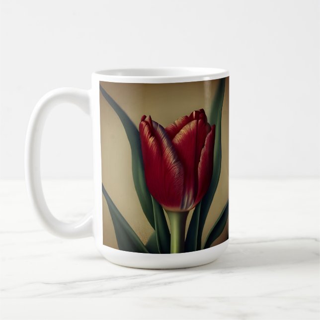 Caneca De Café Tulipa Vermelha chique Adorável (Esquerda)