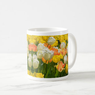 Caneca De Café Tulipas brancas e amarelas