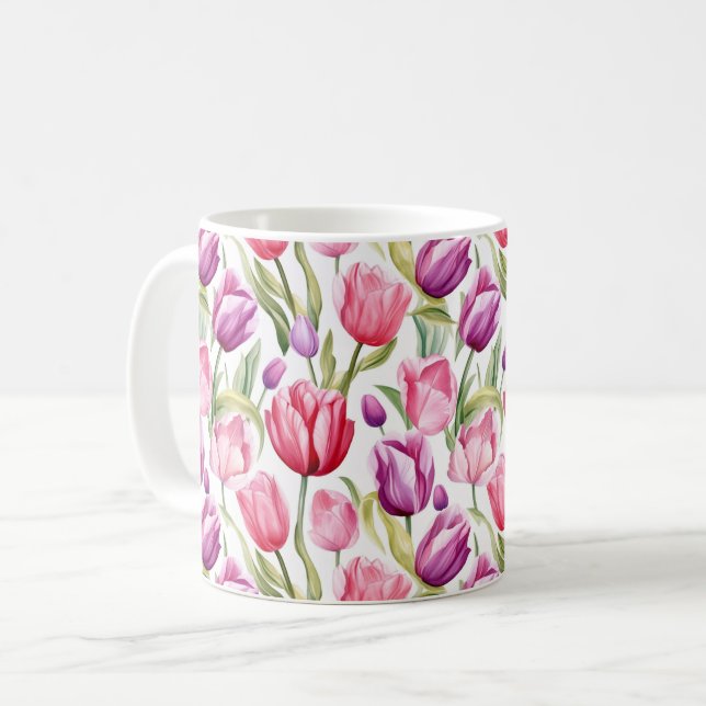 Caneca De Café Tulipas Café Mug (Frente Esquerda)
