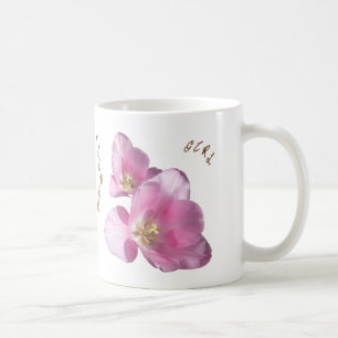 Caneca De Café Tulipas cor-de-rosa ensolaradas