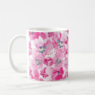 Caneca De Café tulipas de aquarelas: design de cartão desenhado à