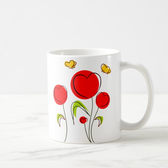 Caneca De Café Tulipas do Coração (Direita)