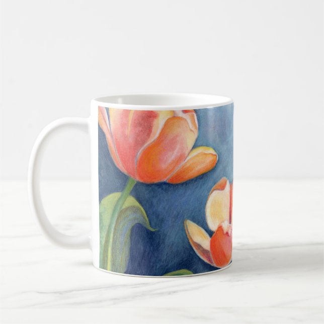 Caneca De Café Tulipas e borboleta de monarca (Esquerda)