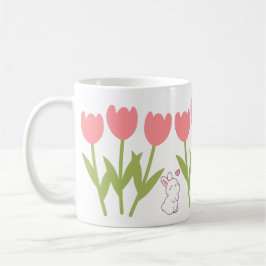 Caneca De Café tulipas e coelhos