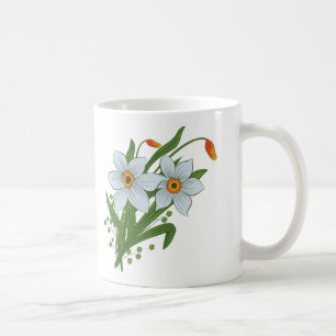 Caneca De Café Tulipas e Narcisos Flores