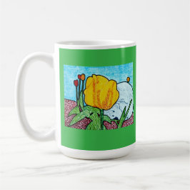 Caneca De Café Tulipas em um Jardim Kelly Verde
