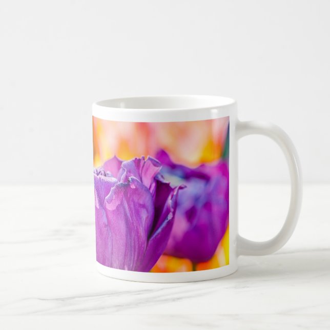 Caneca De Café Túlipas Enfeitiçantes Roxas (Direita)