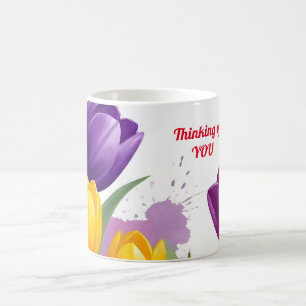 Caneca De Café Tulipas pensando em você, Dia de as mães